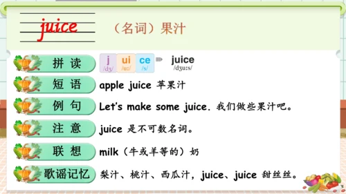 Unit 4 Healthy food 单词导学课件(共19张PPT)