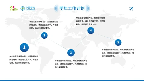 蓝色现代中国移动工作汇报总结PPT模板