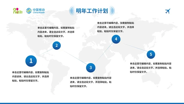 蓝色现代中国移动工作汇报总结PPT模板