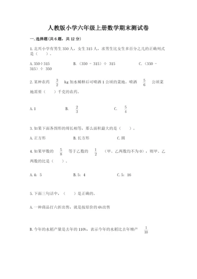 人教版小学六年级上册数学期末测试卷【考点提分】.docx