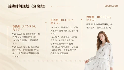 米色潮流国庆促销活动策划PPT模板