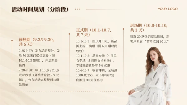 米色潮流国庆促销活动策划PPT模板