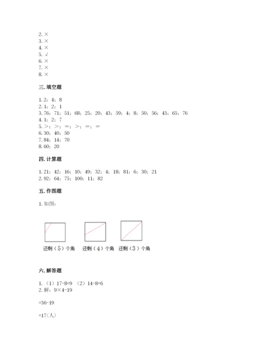 小学数学试卷二年级上册期中测试卷及参考答案【达标题】.docx