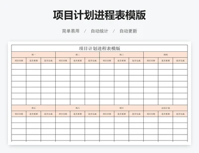 项目计划进程表模版