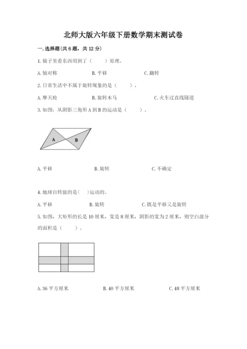 北师大版六年级下册数学期末测试卷精品（突破训练）.docx