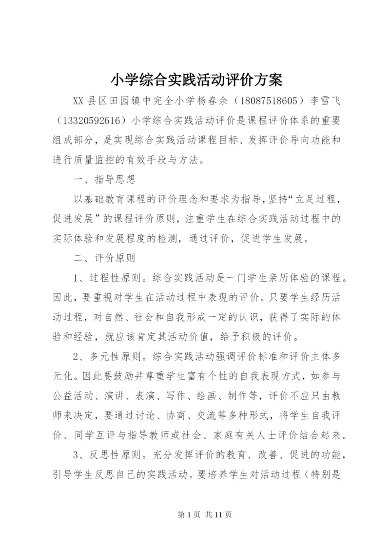 小学综合实践活动评价方案精编.docx