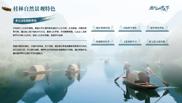 蓝色质感广西桂林山水文旅融合新路径PPT模板