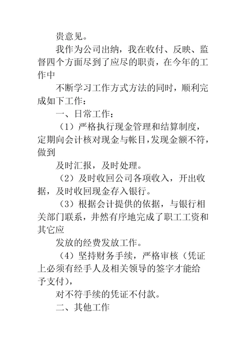 出纳员工作总结