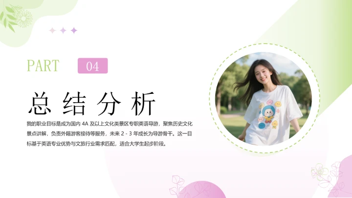 英语专业英语导游大学生职业生涯发展展示PPT模版