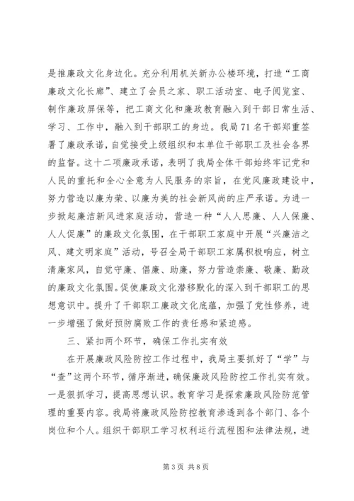 县工商局廉政风险防控工作自查报告.docx