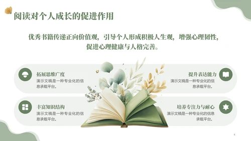 绿色小清读书分享会PPT模板