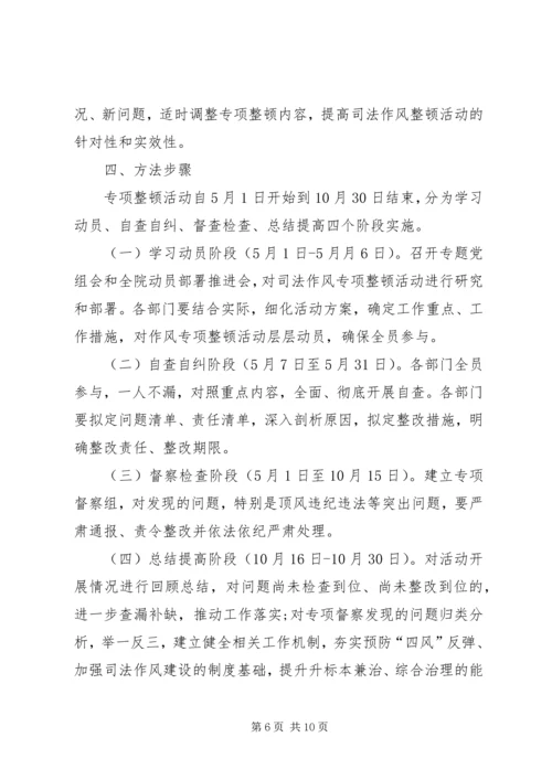 人民法院司法作风专项整顿活动实施方案.docx