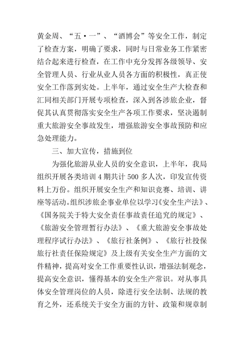 上半年旅游安全工作总结范文