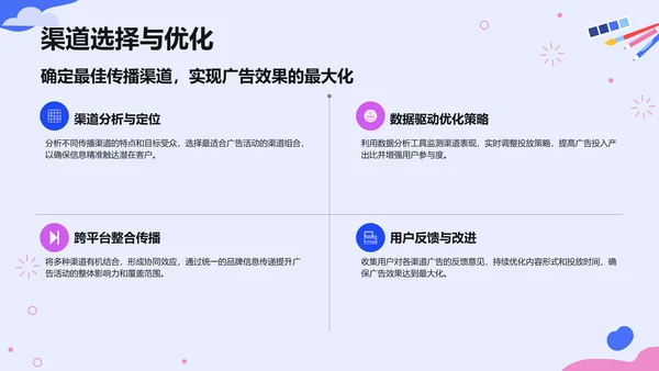 蓝色插画风创意艺术广告活动方案PPT模板