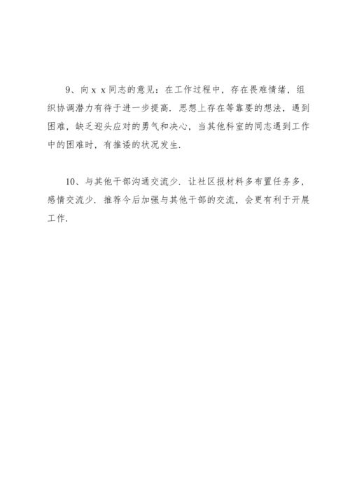 谈心谈话相互提出的意见建议.docx