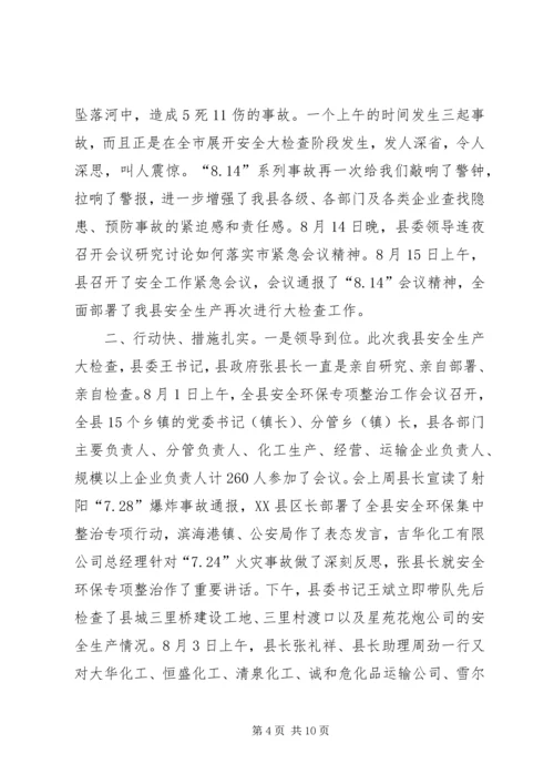 向督查组的关于全县安全生产大检查工作的情况汇报 (3).docx