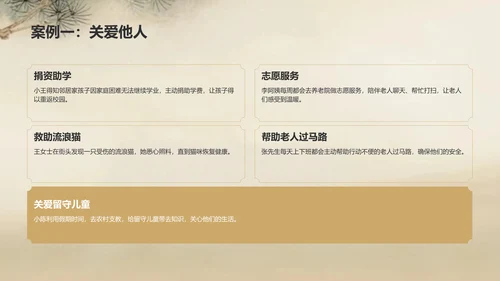 橙色复古风日行一善事迹分享与感悟PPT模板