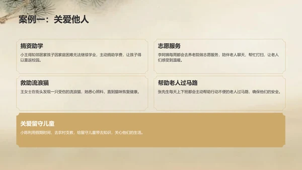 橙色复古风日行一善事迹分享与感悟PPT模板