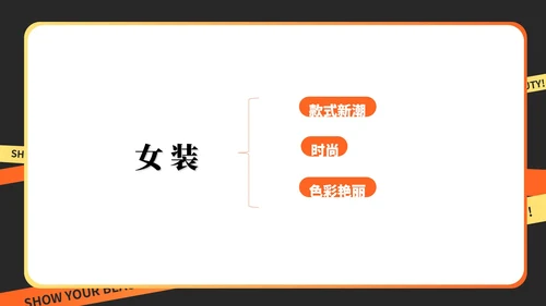 橙色快闪风时尚服装公司简介PPT模板
