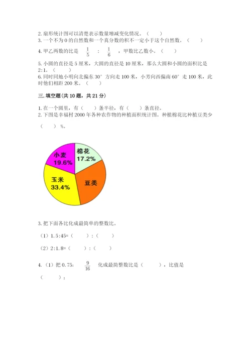 2022六年级上册数学期末测试卷含完整答案（考点梳理）.docx