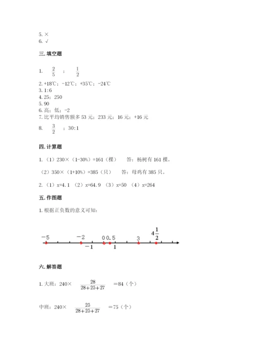 普安县六年级下册数学期末测试卷（实用）.docx