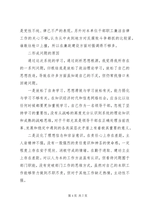 物价部门支部书记局长党性分析材料 (4).docx