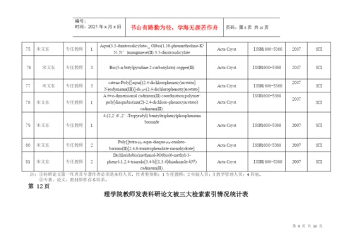 理学院教师发表科研论文被三大检索索引情况统计表.docx