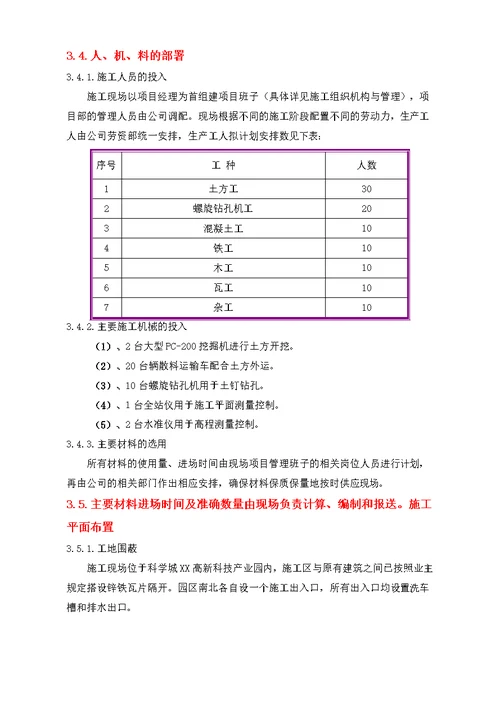 电机联合厂房东山坡挡土支护及土方开挖施工方案