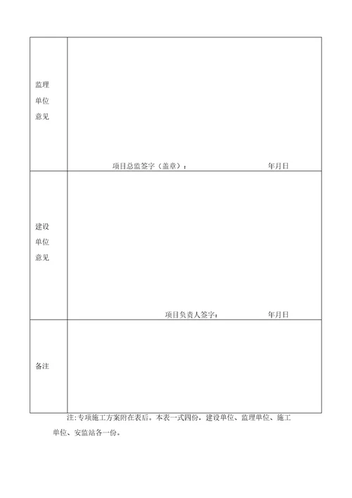 危险性较大的分部分项工程专项施工方案审批表