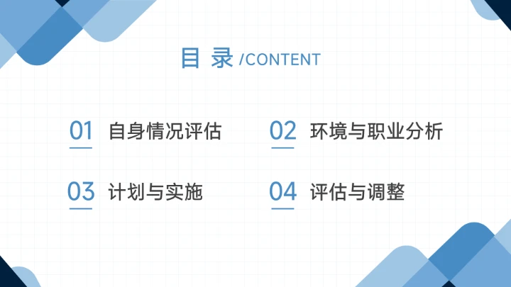 蓝色简约大学生职业生涯规划PPT