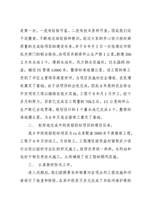 乡镇水利工作总结