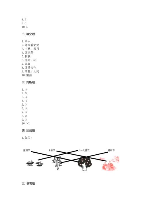 部编版二年级上册道德与法治期中测试卷带答案（名师推荐）.docx