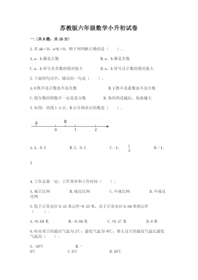 苏教版六年级数学小升初试卷附答案【能力提升】.docx