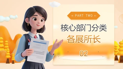 橙色潮流插动漫风学生会招新PPT模版