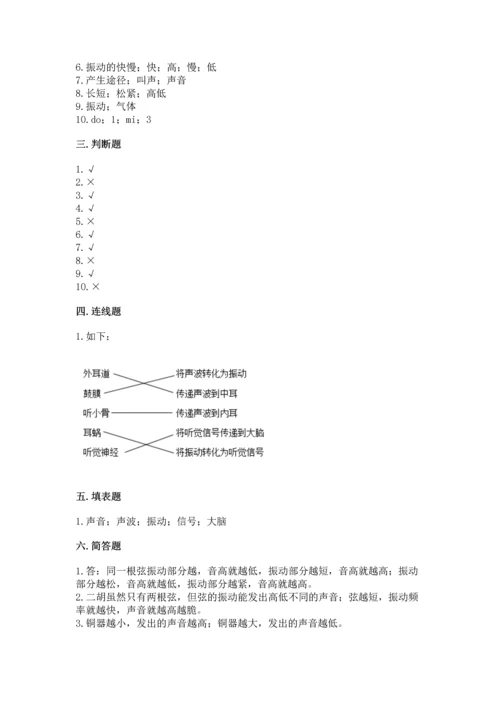 教科版科学四年级上册第一单元《声音》测试卷全面.docx