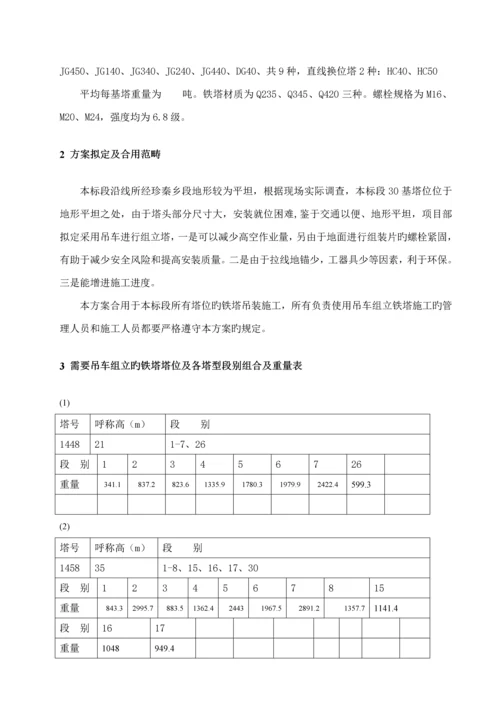 吊车组立铁塔综合施工专题方案新版.docx