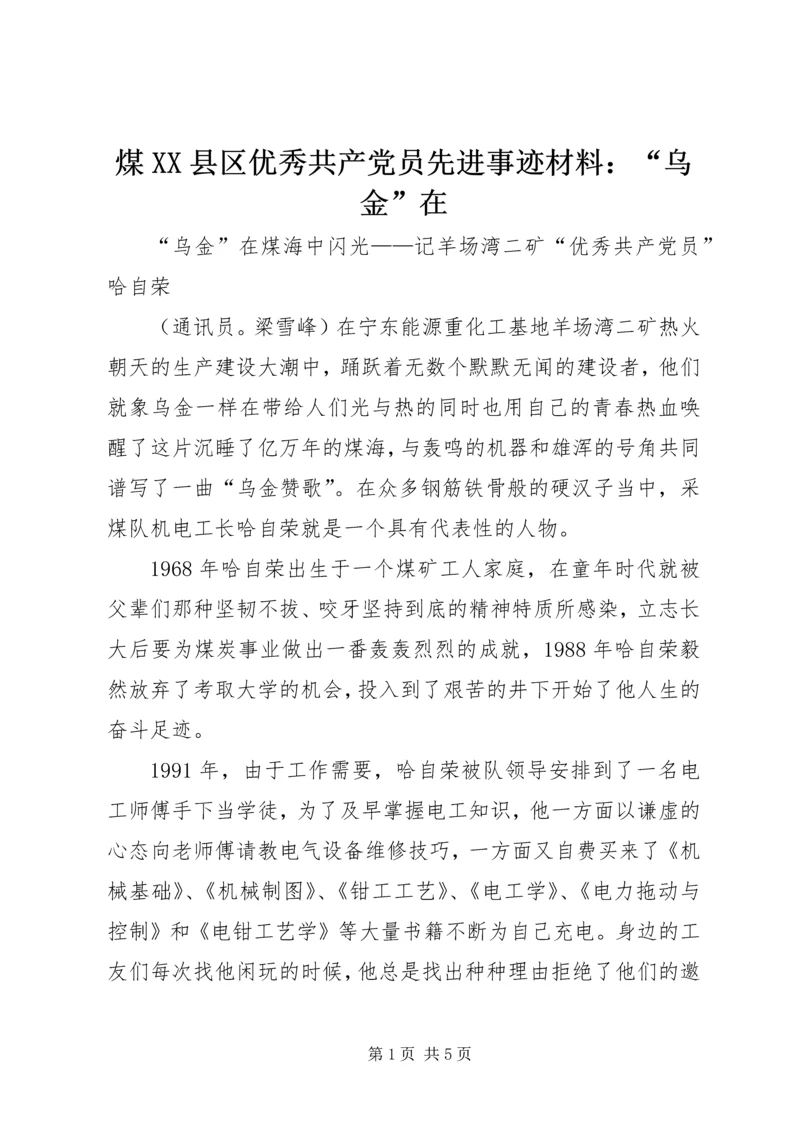 煤XX县区优秀共产党员先进事迹材料：“乌金”在.docx