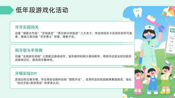 绿色插画风爱牙日宣传PPT模板
