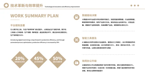 浅棕色简约风季度工作总结汇报PPT模板