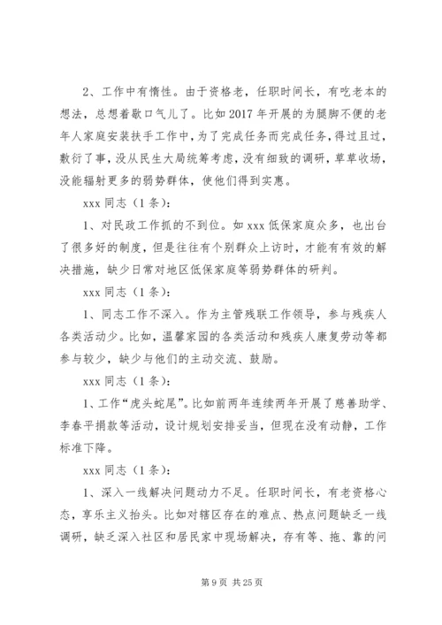 在专题民主生活会上对XX同志的批评意见共112条.docx