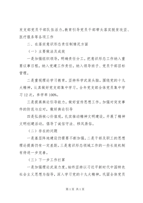 卫生院党支部书记履行基层党建和意识形态工作责任述职报告.docx