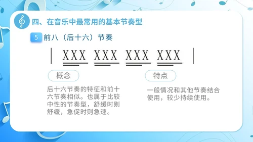 简约浅蓝色音乐课堂的节奏训练音乐PPT课件