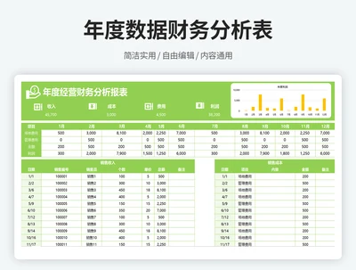 年度数据财务分析表