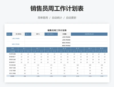 销售员周工作计划表