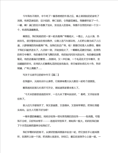热门作文最新元宵初中作文