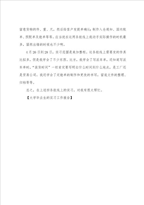 大学毕业生的实习工作报告