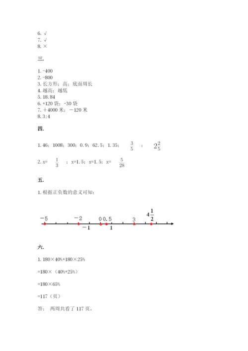 小学六年级下册数学摸底考试题含答案（完整版）.docx