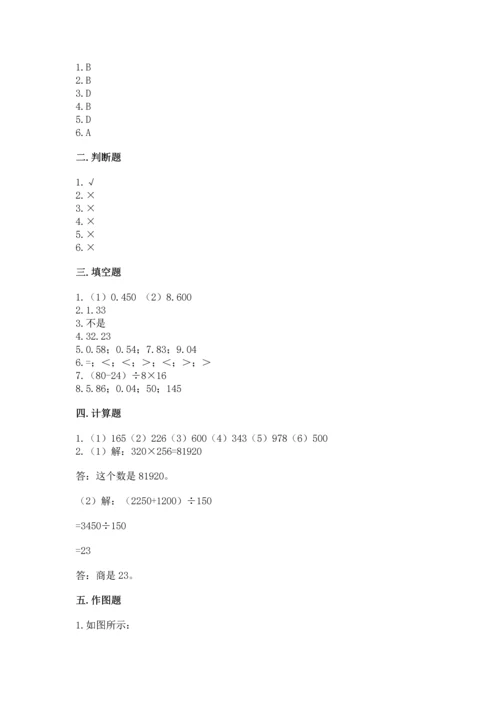小学四年级下册数学期末测试卷及答案1套.docx