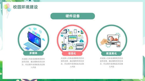 绿色小清新儿童卡通幼儿园工作汇报PPT模板