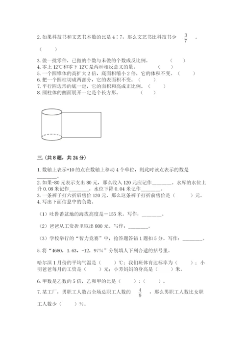 河南省平顶山市六年级下册数学期末考试试卷带答案（研优卷）.docx